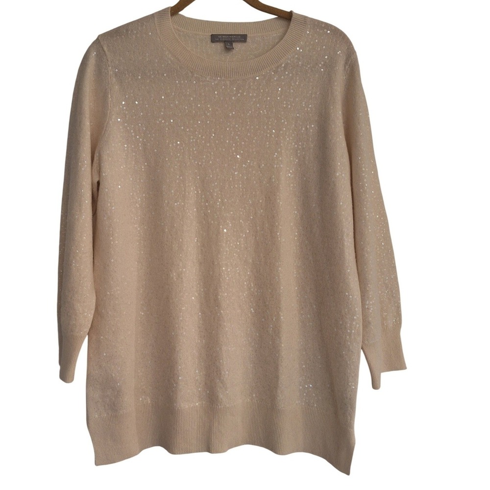 Neiman Marcus 100% Cashmere Sweater Tunic Soft Cream Large